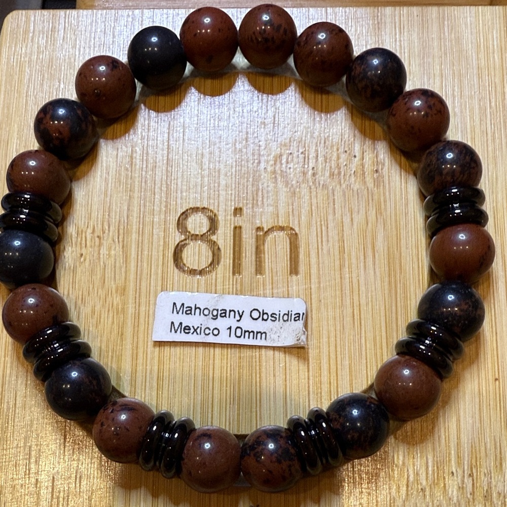 Mahogany Obsidian Men’s Hand Beaded Bracelet